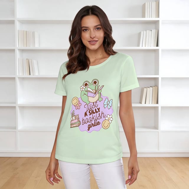 Cute Reading Frog Short Sleeve Tee for Bookish Women Gift