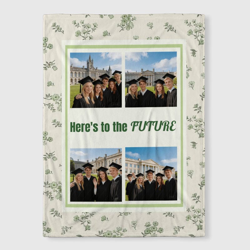 Floral Custom Fleece Blanket for Graduates Graduation Gift