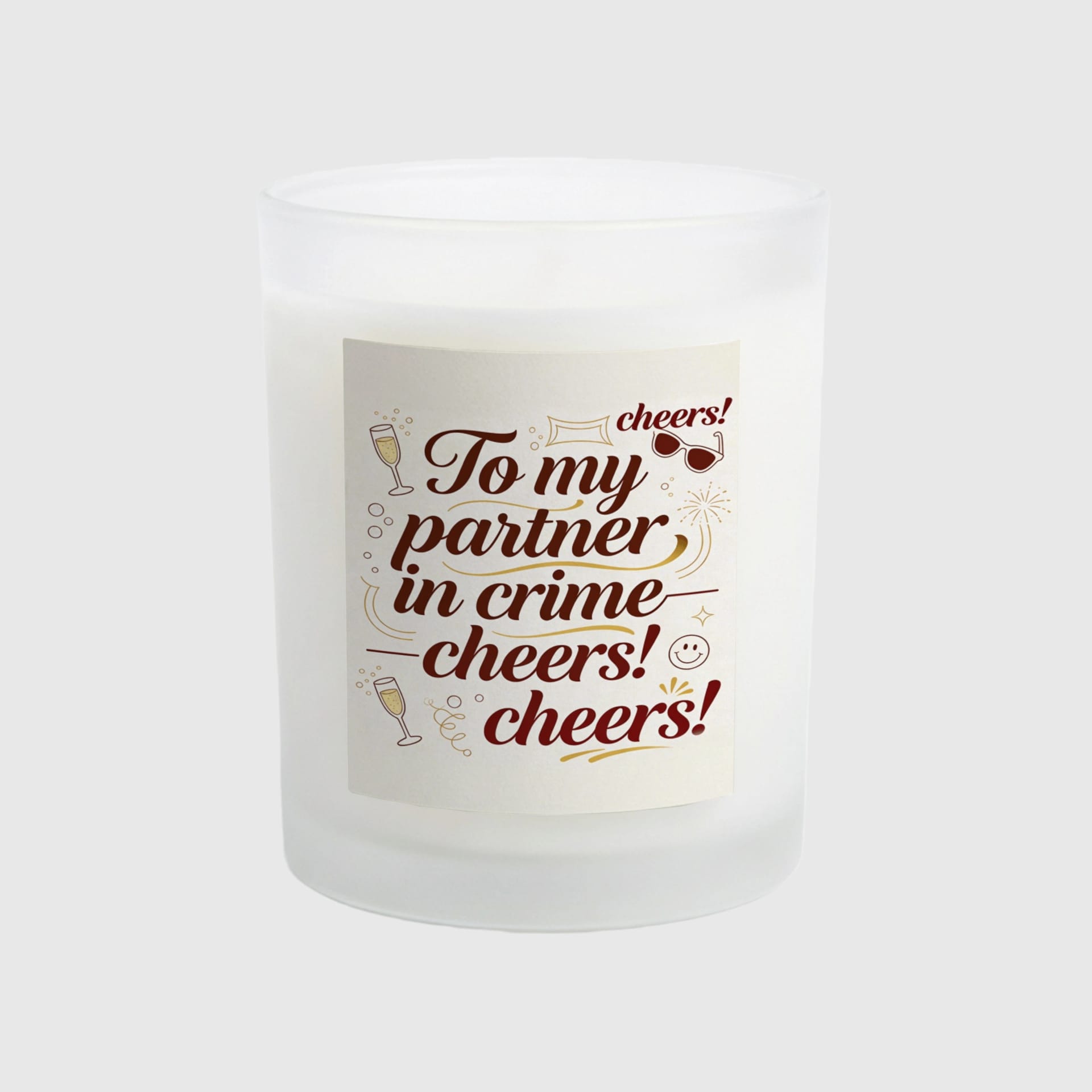 Partner In Crime Quote Frosted Candle for Best Friend Gift