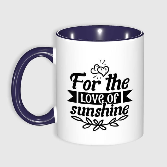 Sunshine Love Quote Navy Mug for Summer Daily Use Gift