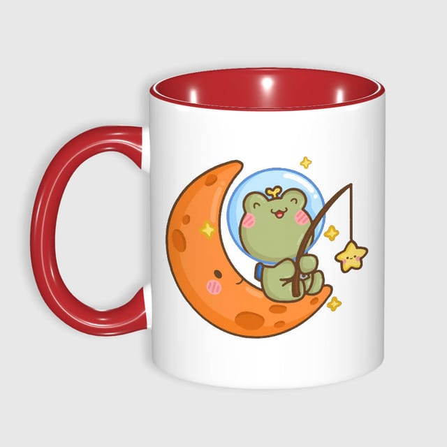 Cute Space Frog Ceramic Coffee Mug for Frog Lovers Birthday Gift