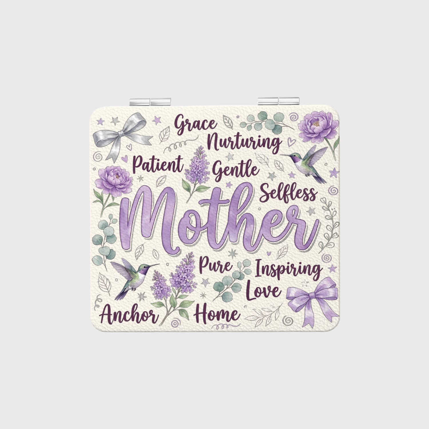 Floral Hummingbird Pocket Mirror for Mom Mother's Day