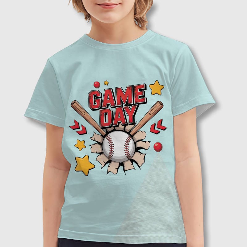 Game Day Baseball Graphic Kids T-Shirt For Young Fans