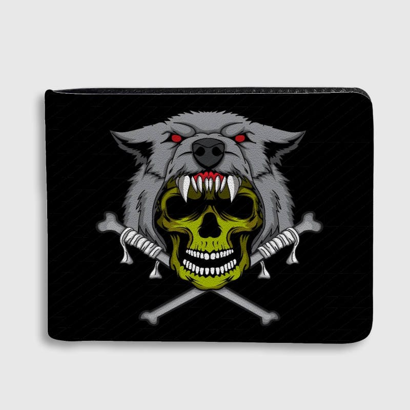 Wolf Skull Gothic Bifold Wallet for Men Halloween Gift