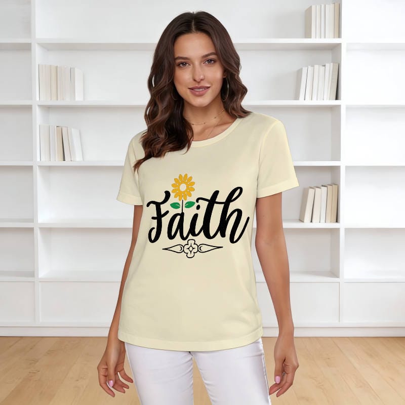Sunflower Faith Short Sleeve T-Shirt for Women Gift