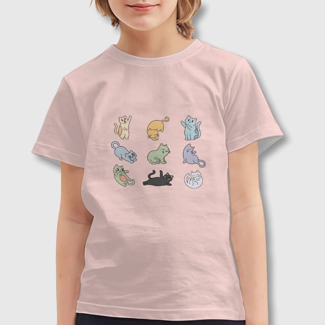 Cute Cartoon Cat Kids T-Shirt for Cat Lovers Daily Wear