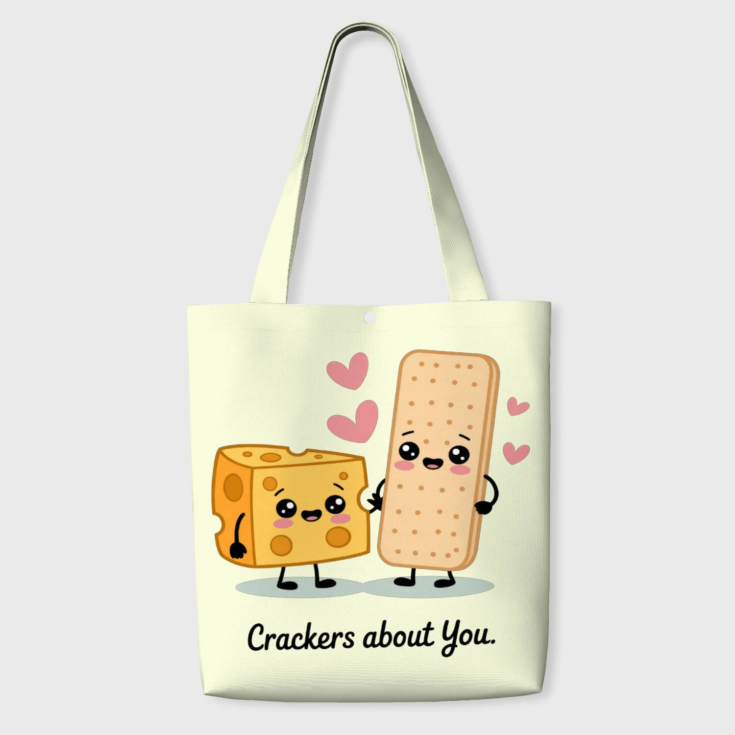 Cute Cheese Cracker Pun Tote Bag for Couple Valentine Gift