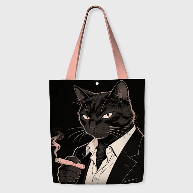 Noir Gangster Black Cat Tote Bag For Cat Lovers Daily Use