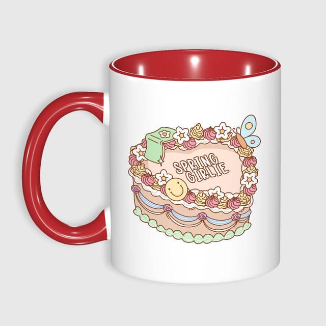 Cute Spring Girlie Cake Mug for Her Birthday Daily Use