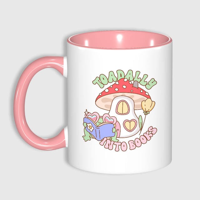 Cottagecore Toad Reading Pun Mug for Book Lovers Gift