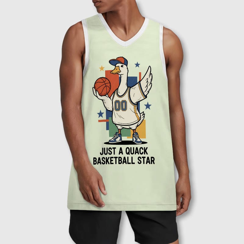 Funny Quack Basketball Duck Tank Top for Men Casual Wear
