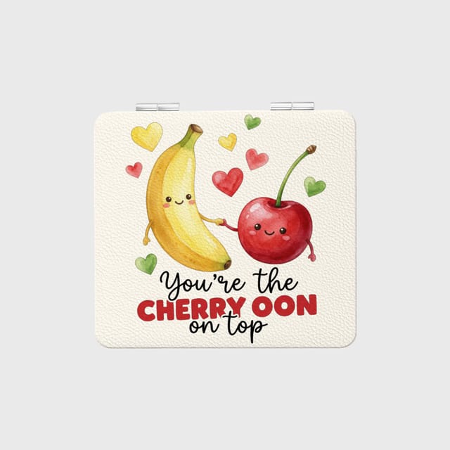 Cute Fruit Pun Pocket Makeup Mirror for Her Valentine Gift