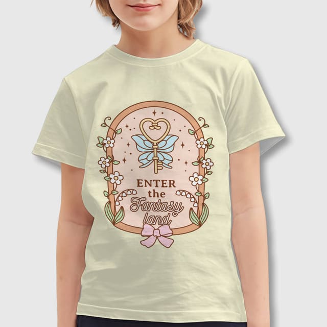 Cute Fairy Key Floral Kids T-Shirt for Birthday Gift