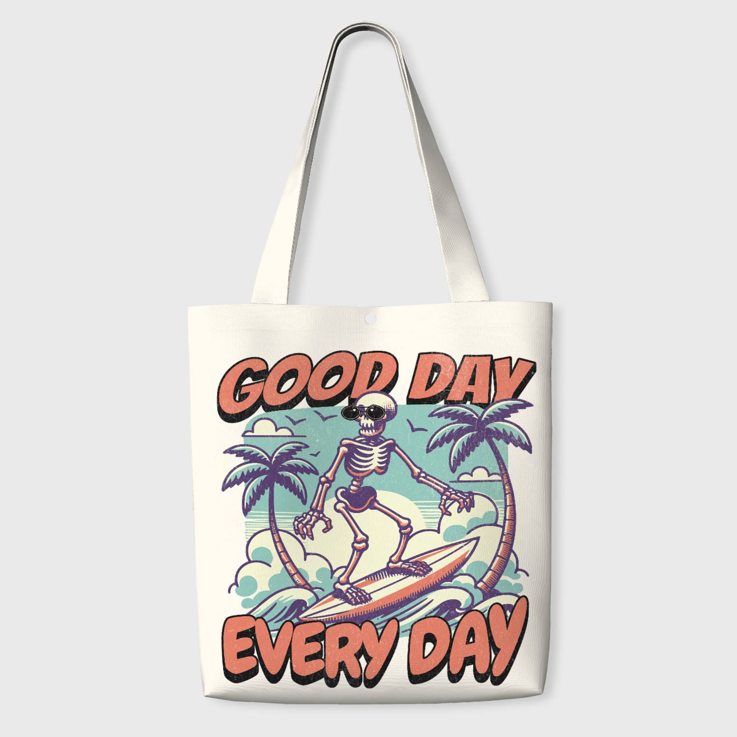 Vintage Surfing Skeleton Tote Bag for Summer Fans Daily Use