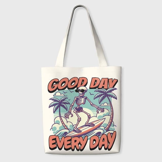 Vintage Surfing Skeleton Tote Bag for Summer Fans Daily Use