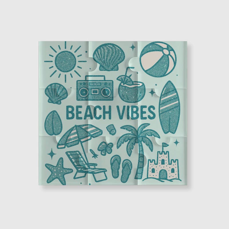 Beach Vibes 9pc Puzzle Fridge Magnet for Beach Lovers Gift
