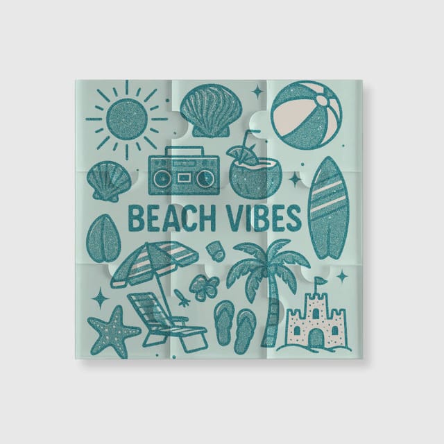 Beach Vibes 9pc Puzzle Fridge Magnet for Beach Lovers Gift