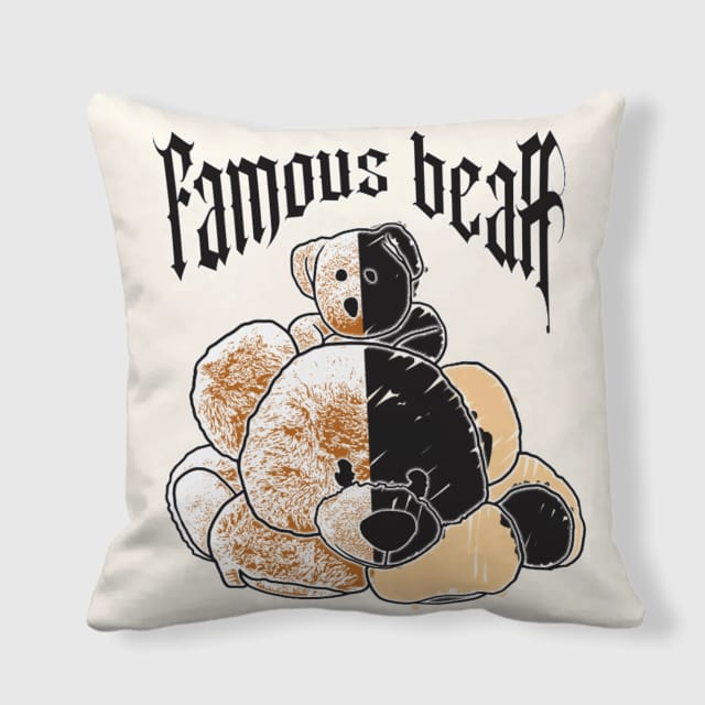 Two-Tone Teddy Bear Square Throw Pillow for Bear Lovers Home Decor
