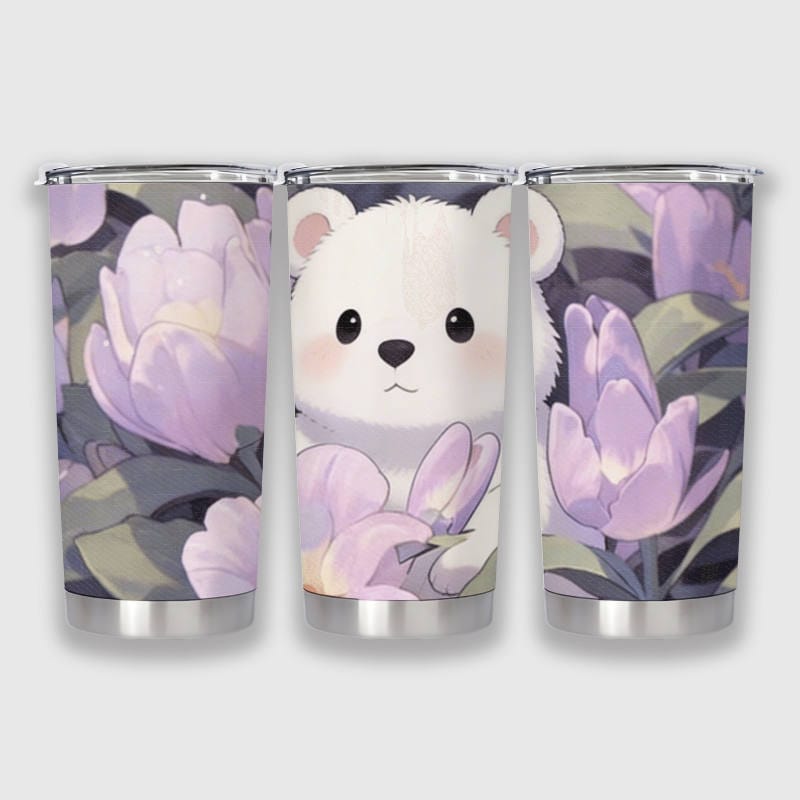 Cute Floral Bear Stainless Steel Tumbler for Pet Lovers Gift - 1
