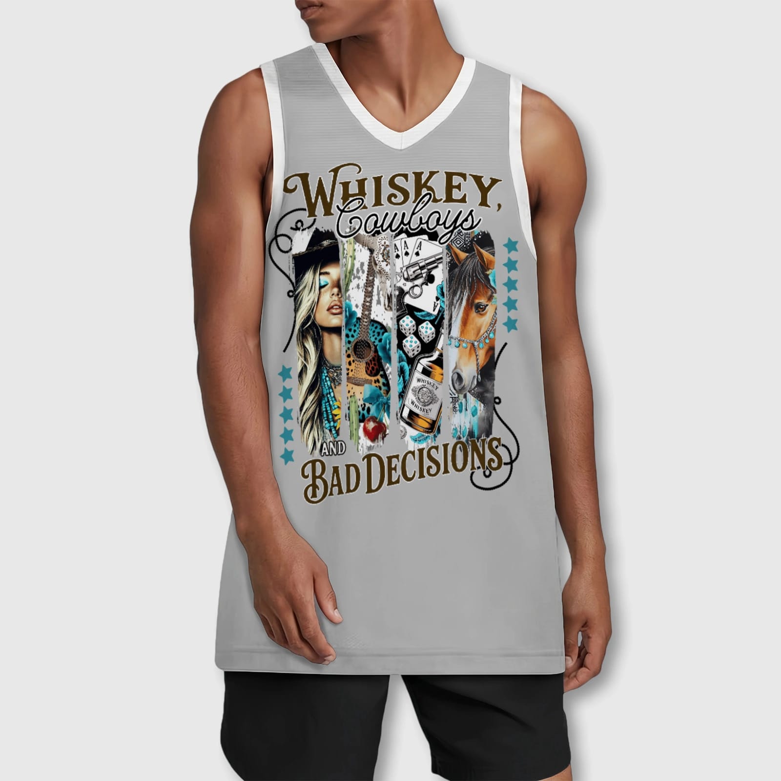 Men's Whiskey Cowboy Quote Basketball Jersey Gift