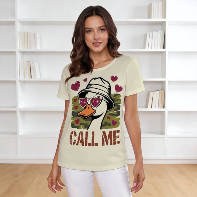 Funny Duck Print Tee for Women Valentine's Gift