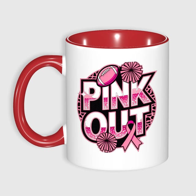 Pink Out Breast Cancer Awareness Coffee Mug for Sports Fans