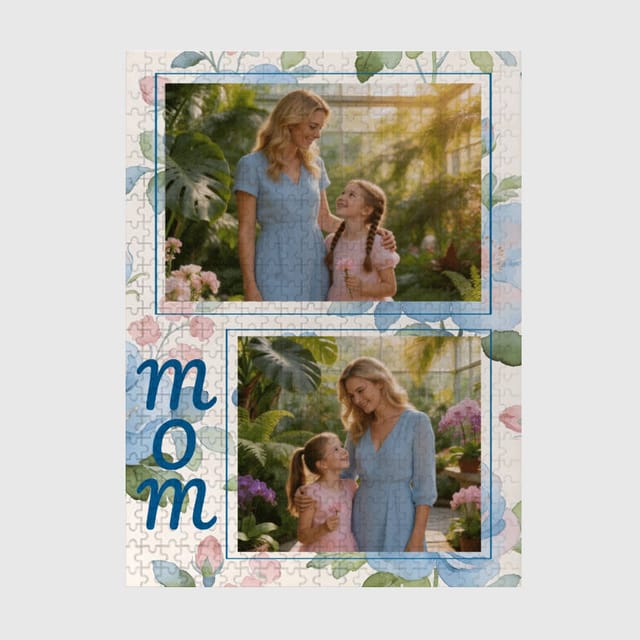 Floral Custom Photo Puzzle for Mom Mother's Day Gift