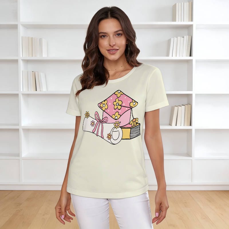 Floral Graduation Graphic T-Shirt for Her Graduation Gift