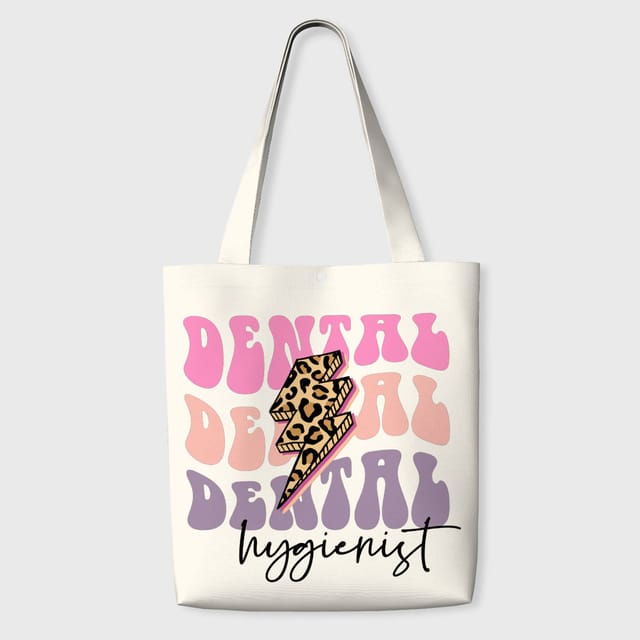 Leopard Lightning Print Tote Bag for Dental Hygienist Gift
