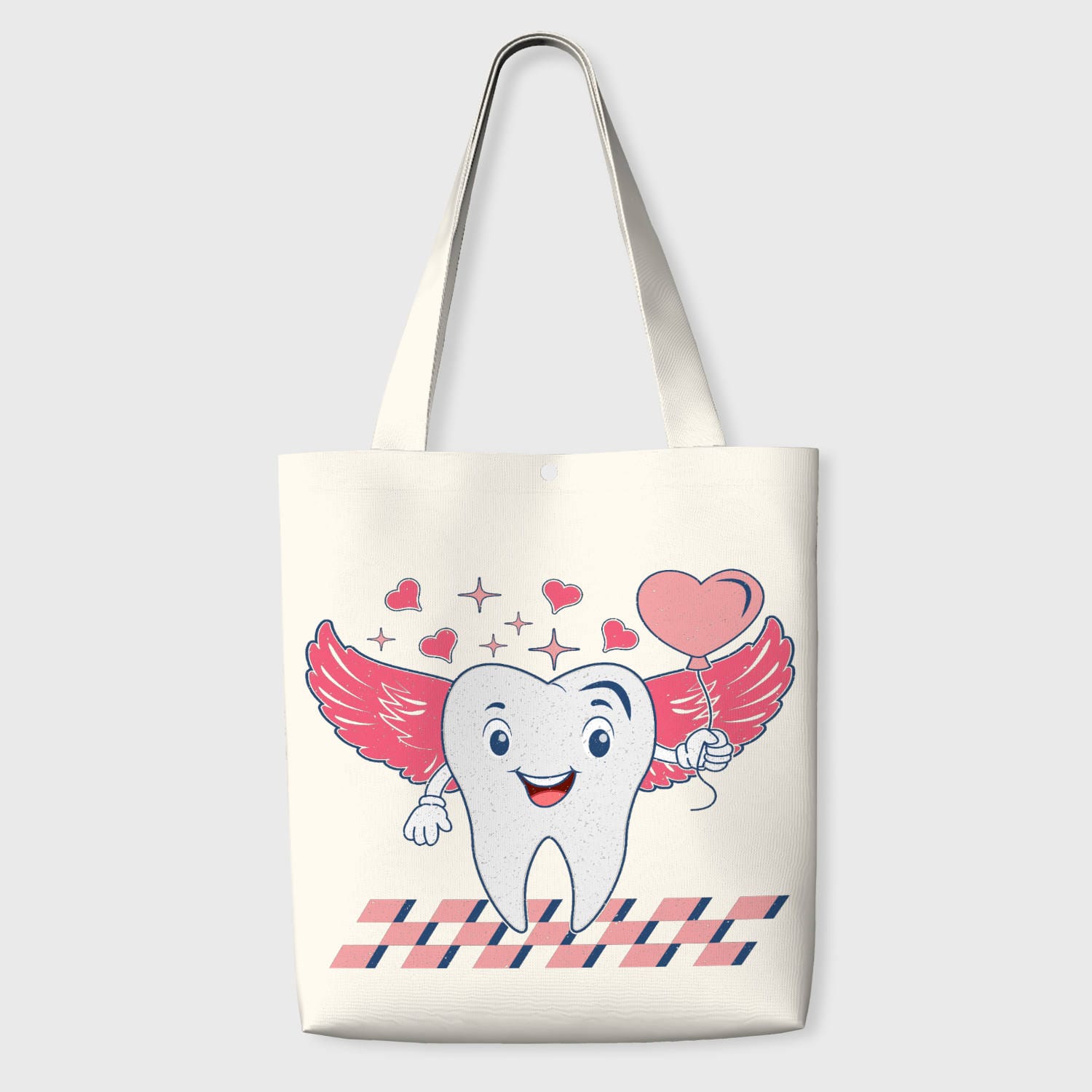 Cute Winged Tooth Tote Bag for Dentist Valentine's Gift