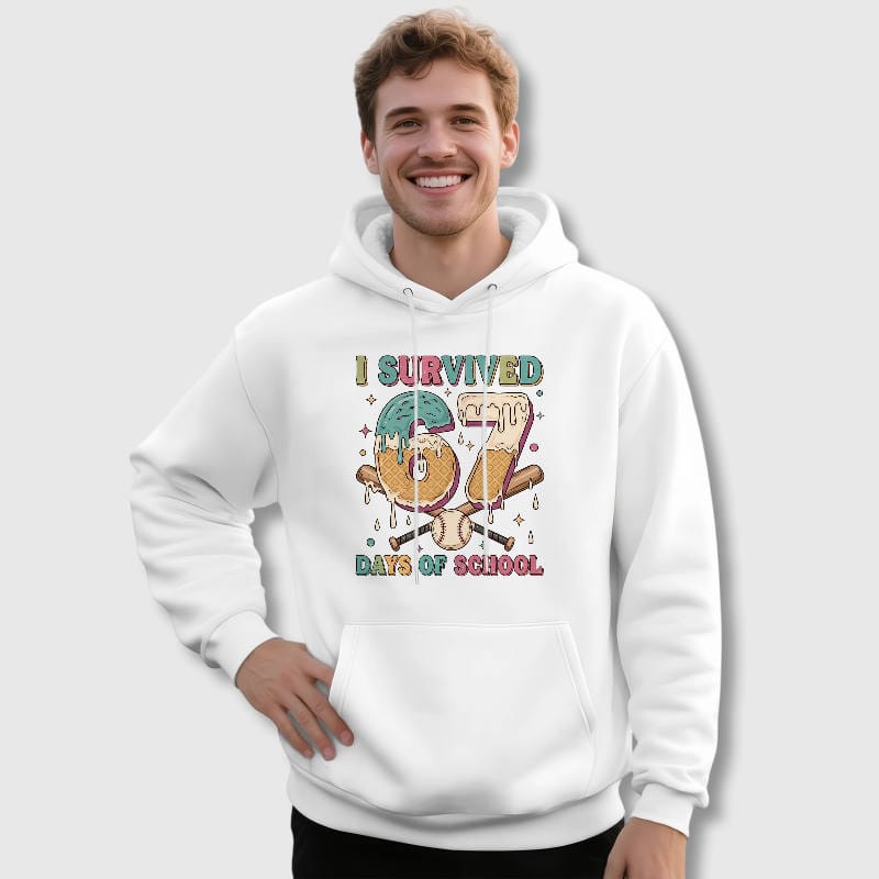 67 Days School Survivor Pullover Hoodie for Students Back to School