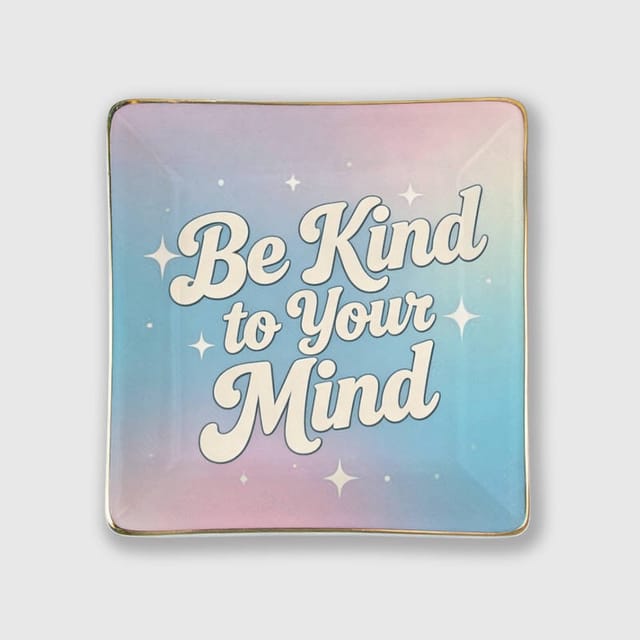 Pastel Motivational Quote Ceramic Trinket Tray for Self Care Gifts