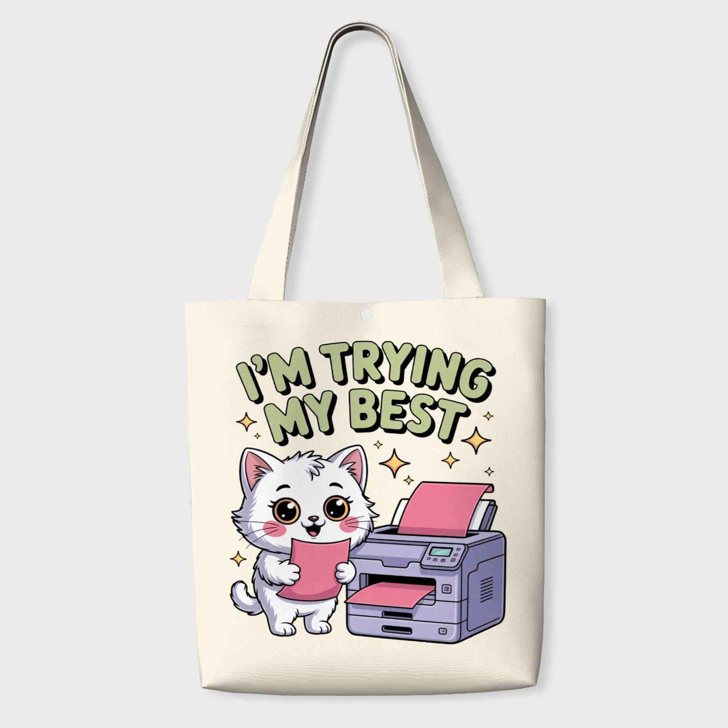 Cute Working Cat Quote Tote Bag for Pet Lovers Daily Use