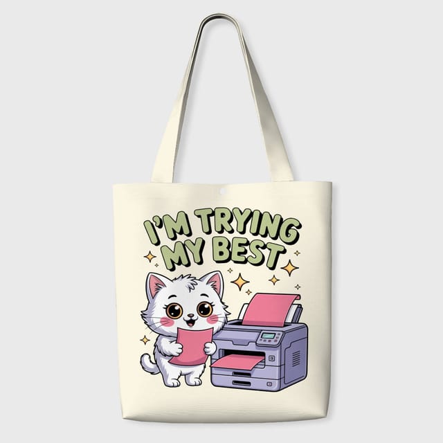 Cute Working Cat Quote Tote Bag for Pet Lovers Daily Use