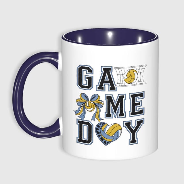 Volleyball Game Day 11oz Navy Accent Mug for Volleyball Fans Gift