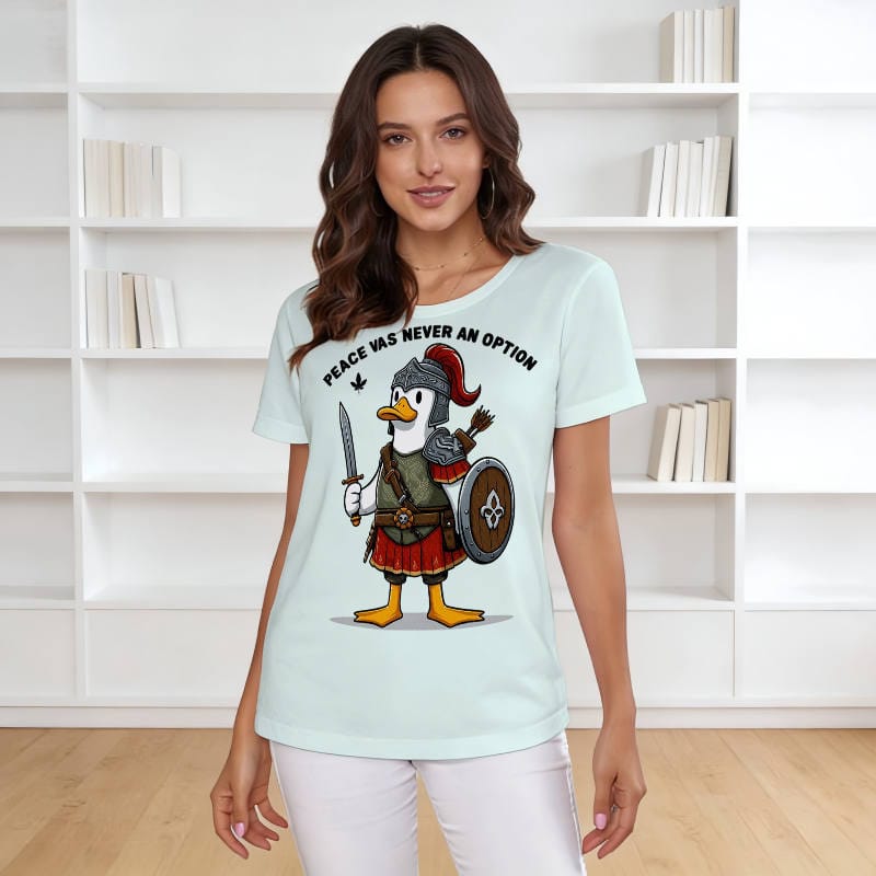 Funny Warrior Duck T-Shirt for Pet Lovers Daily Casual Wear