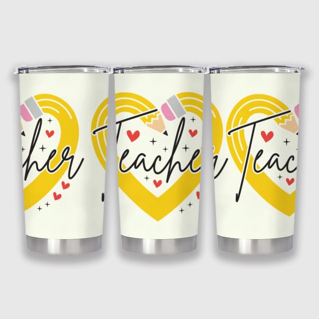 Teacher Heart Pencil 20oz Insulated Tumbler for Teacher Gifts