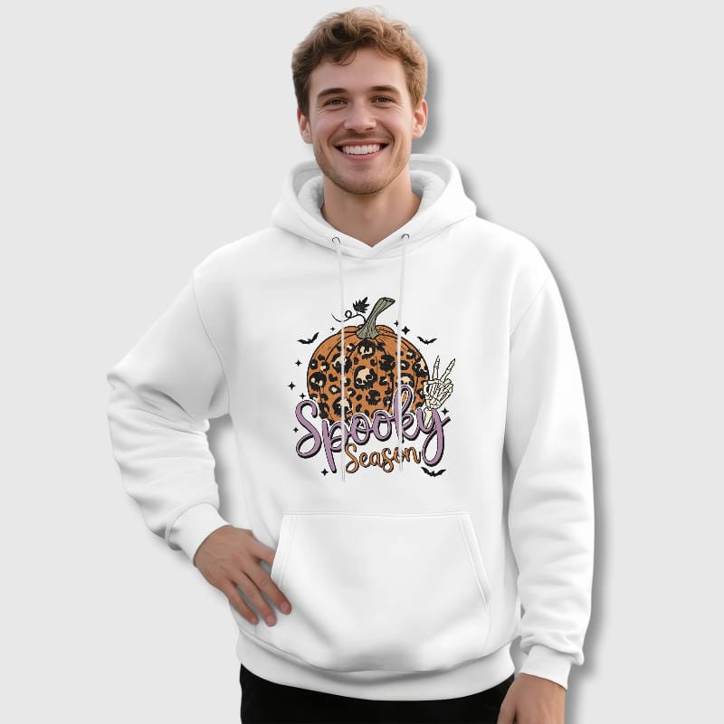 Spooky Season Leopard Pumpkin Hoodie for Men Halloween Gift