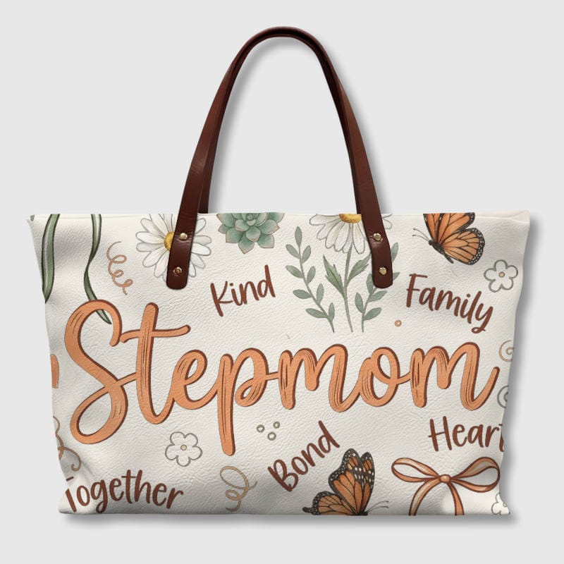 Floral Butterfly PU Tote Bag for Stepmom Mother's Day Gift - 1