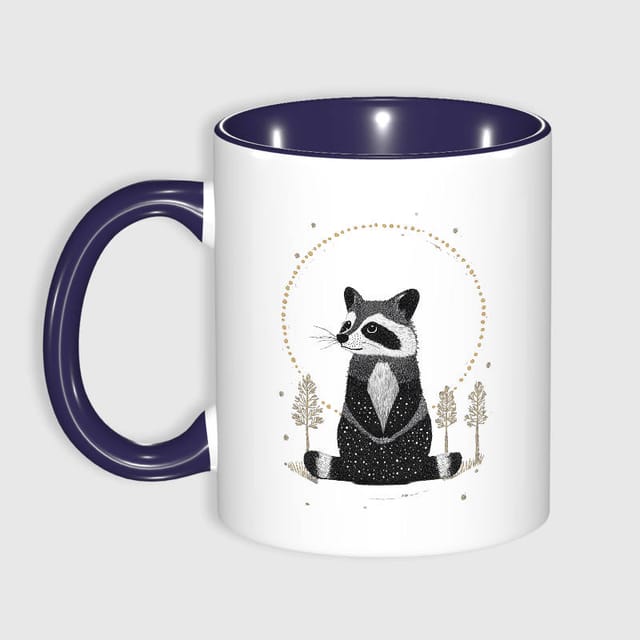 Raccoon Forest Art Accent Mug for Animal Lovers Gift