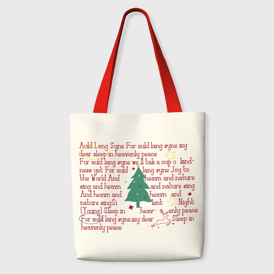 Auld Lang Syne Quote Canvas Tote Bag for Christmas Gifts - 1