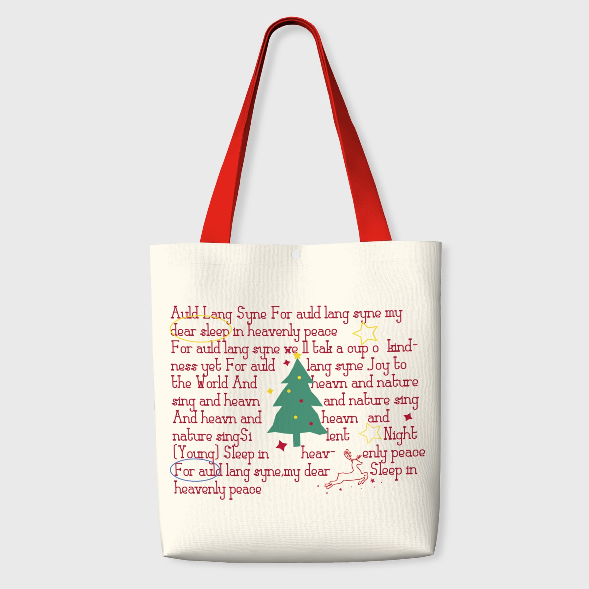 Auld Lang Syne Quote Canvas Tote Bag for Christmas Gifts