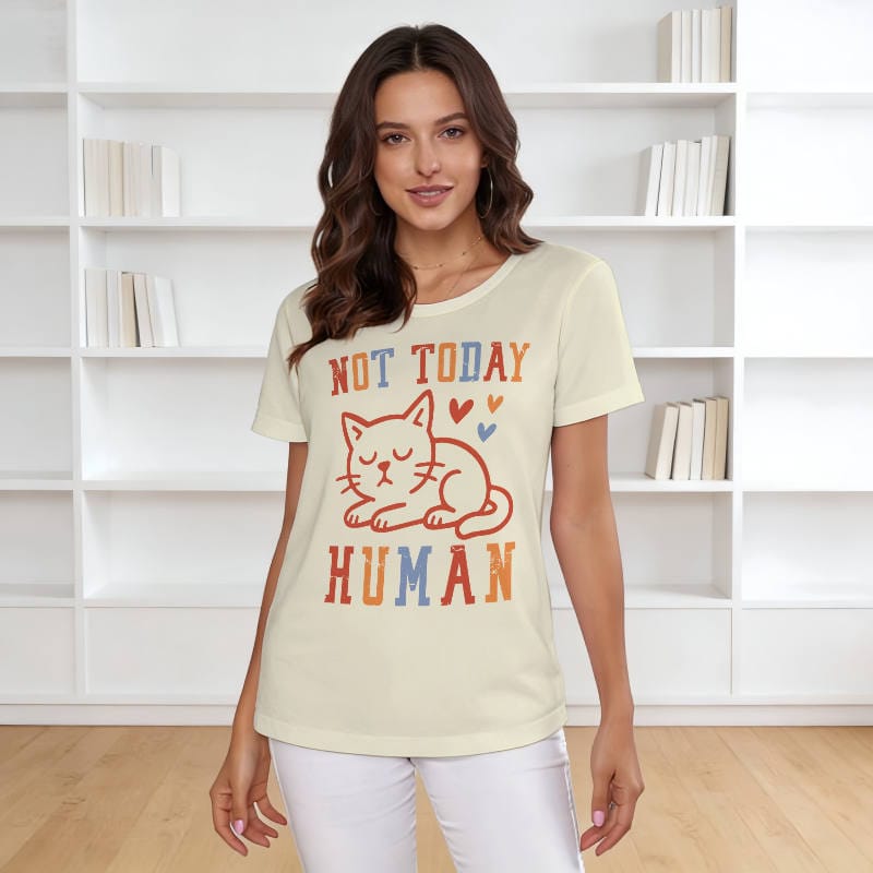 Funny 'Not Today Human' Cat T-Shirt for Cat Lovers Gift