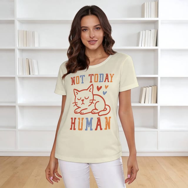 Funny 'Not Today Human' Cat T-Shirt for Cat Lovers Gift