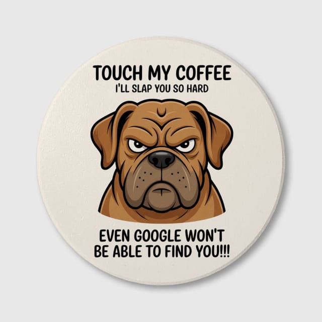 Funny Bulldog Coffee Quote Ceramic Coaster for Pet Lovers Gift