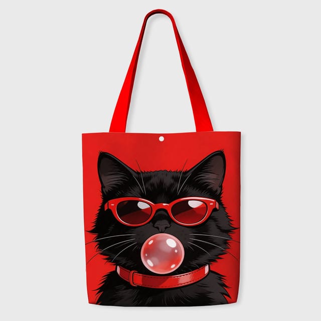 Funny Black Cat Tote Bag for Cat Lovers Daily Use