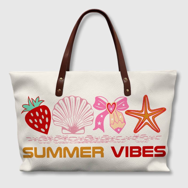 Summer Vibes Strawberry Seashell Tote Bag for Women
