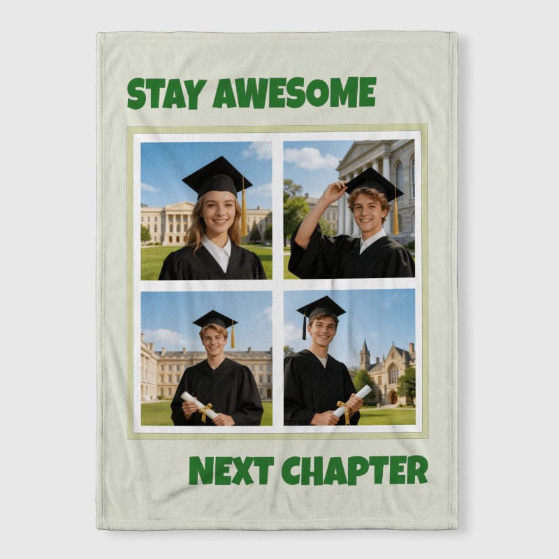 Custom 4-Photo Fleece Blanket for Graduates Graduation Gift
