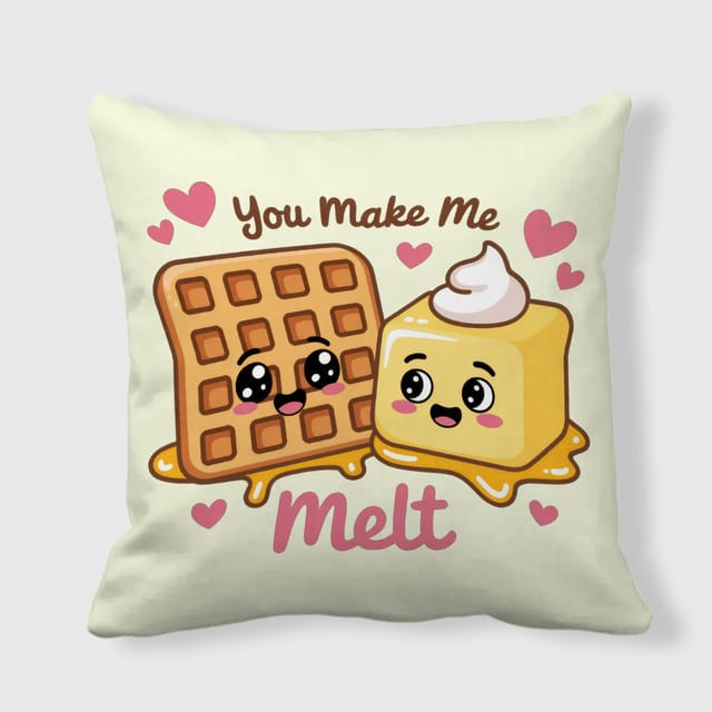 Cute Waffle Butter Pun Throw Pillow for Couples Valentine Gift