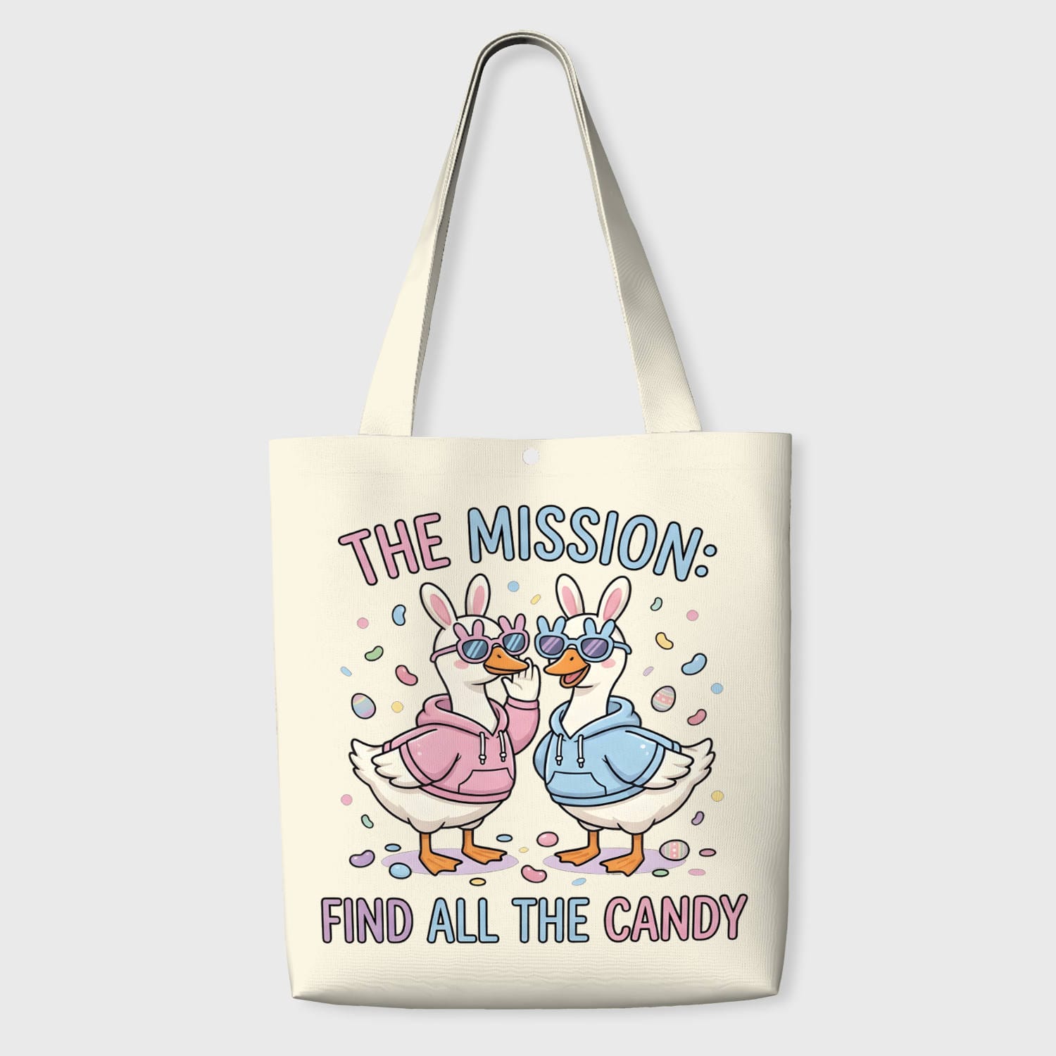 Funny Easter Duck Tote Bag for Easter Candy Hunt Gift